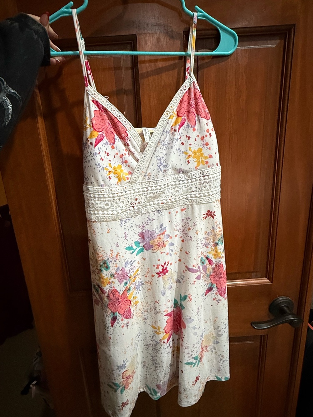 Mudd White Floral Spaghetti-Strap Dress with Pink & Yellow Blooms